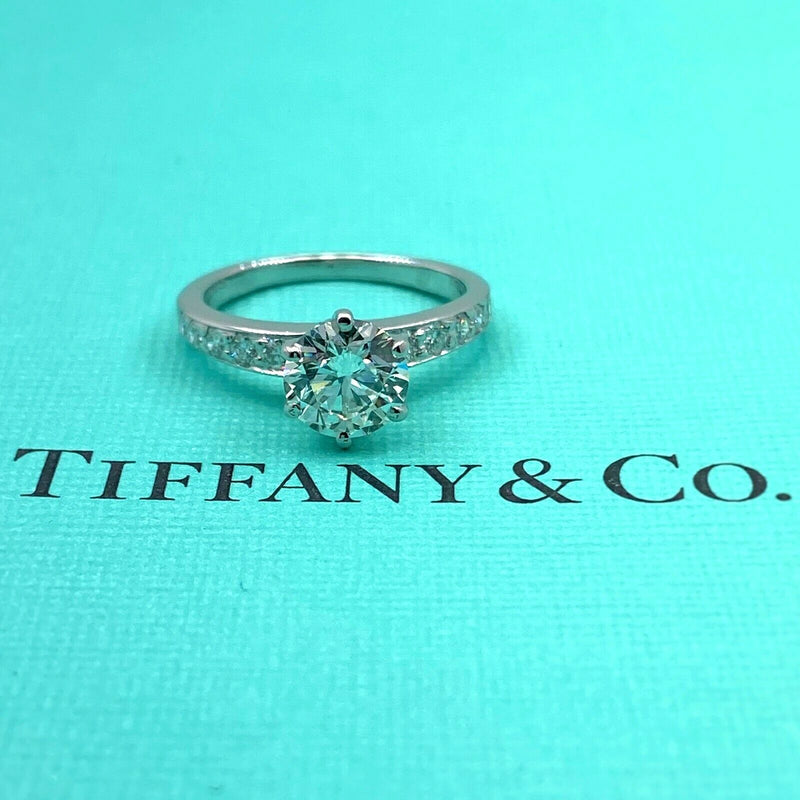 Tiffany & Co Round Diamond with Channel Set Band 1.41 tcw Engagement Ring Plat