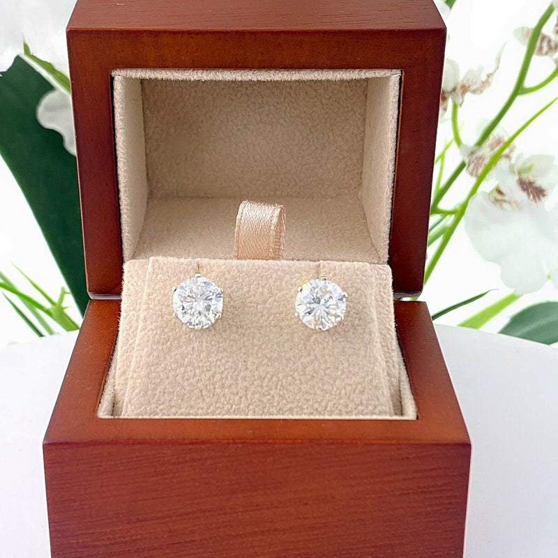 Round Brilliant Diamond Stud Earrings 3.07 tcw F I1 set in  14kt White Gold