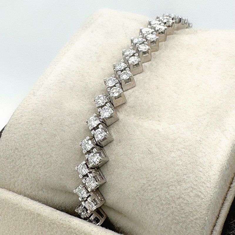 Round Brilliant Diamond Double Row 5.62 tcw Tennis Bracelet in 18kt White Gold