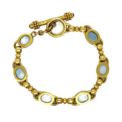 Elizabeth Locke Celtic Venetian Glass Hammered Gold Bracelet 7' 19K Yellow Gold