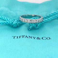 Tiffany & Co Channel Set Round Diamond Half Circle Wedding Band 3 MM Platinum #1