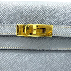 HERMES Epson Kelly Longue Wallet in Blue Lin