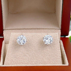 Round Brilliant Diamonds 2.42 tcw Stud Earrings in 14 kt White Gold