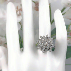 Diamond Cocktail Flower Cluster Ring 14k White Gold 3.38 tcw $12,000 Retail