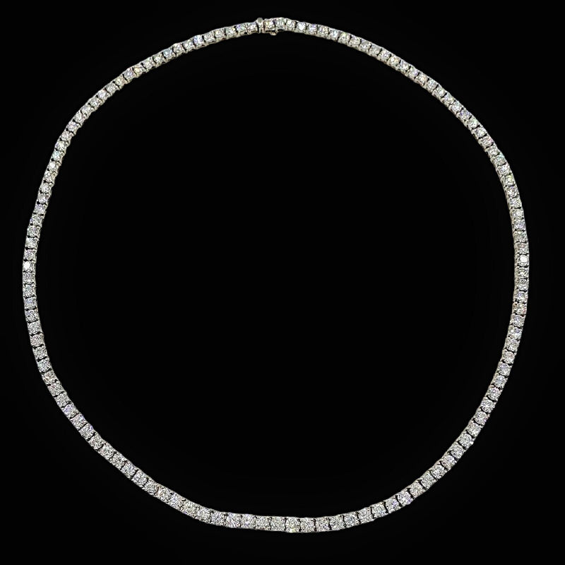 Diamond Eternity Tennis  Necklace Round Brilliant  ~ 12.00 tcw 14K White Gold