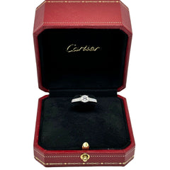 Cartier 1895 Round Diamond 0.88 tcw Engagement Ring in Platinum GIA COA Box