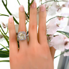 6.03 TCW Radiant Diamond Halo Platinum Engagement Ring GIA