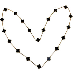 VAN CLEEF & ARPELS Vintage Alhambra 20 Motifs Black Onyx Necklace Box Papers COA