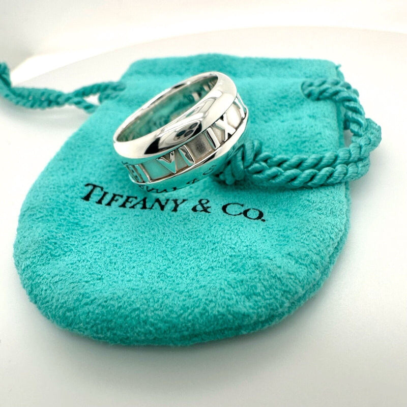 Tiffany & Co.  Atlas Band Ring Sterling Solver 9 mm Size 7
