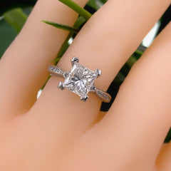 TACORI Crescent Princess Diamond 1.81 tcw 18K White Gold Engagement Ring GIA