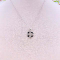 Diamond Jerusalem Cross Pendant 14K White Gold Necklace