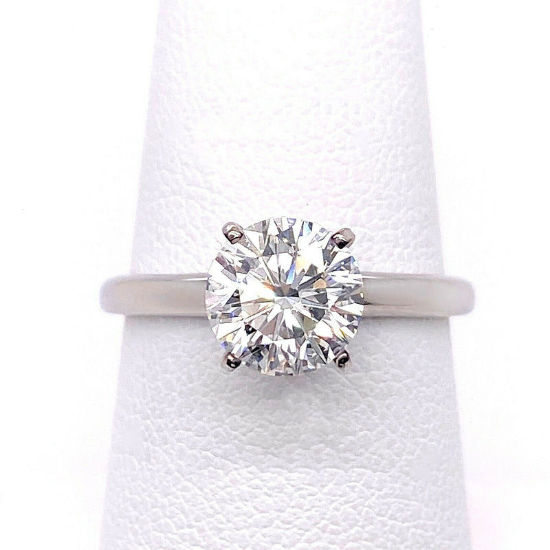 LEO Round Brilliant Diamond 1.52 cts H SI1 Solitaire Engagement Ring 14K WG PLAT