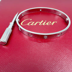 Cartier 1998 6 Diamond Love Bangle Bracelet SZ 17 18kt White Gold