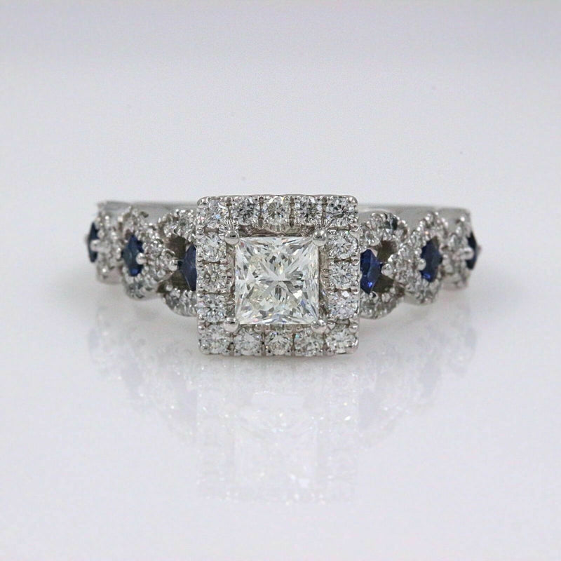 VERA WANG Love Engagement Ring Diamond and Sapphire 1.00 tcw 14k White Gold