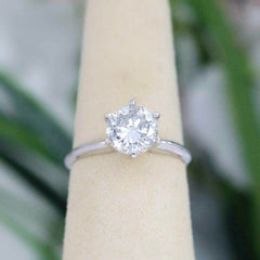 Round Salt & Pepper Diamond Solitaire Engagement Ring 1.65 cts 14kt White Gold