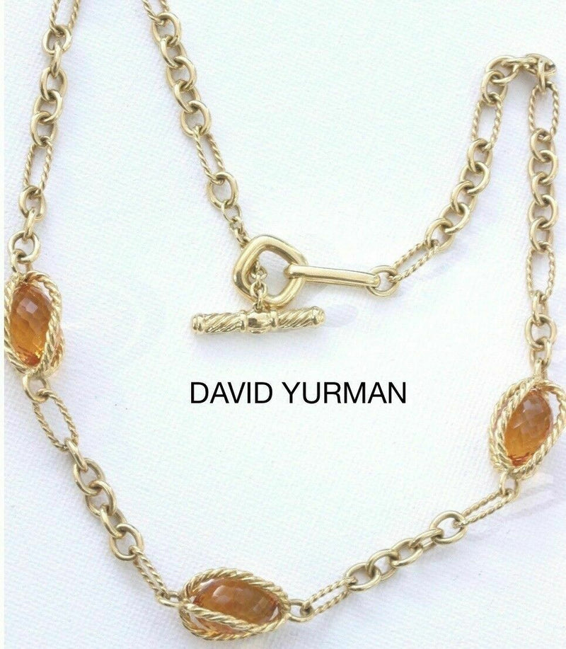 David Yurman Citrine 18k Yellow Gold Toggle Necklace