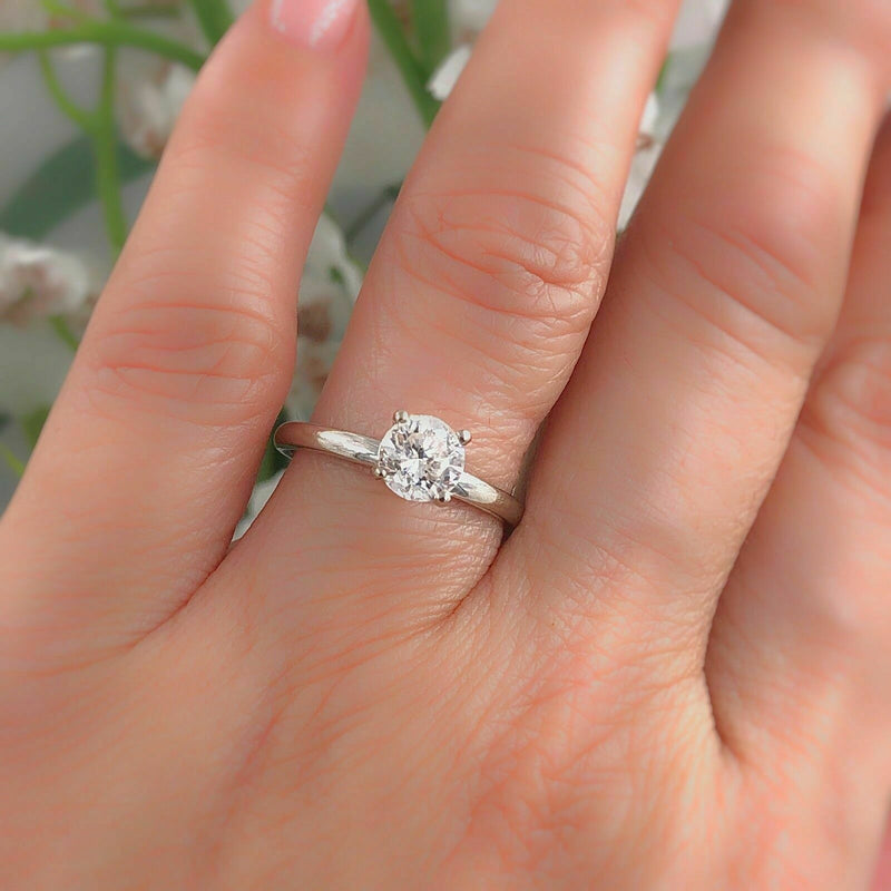 Diamond Engagement Ring Round 1.00 cts 14k White Gold $8,000 Retail