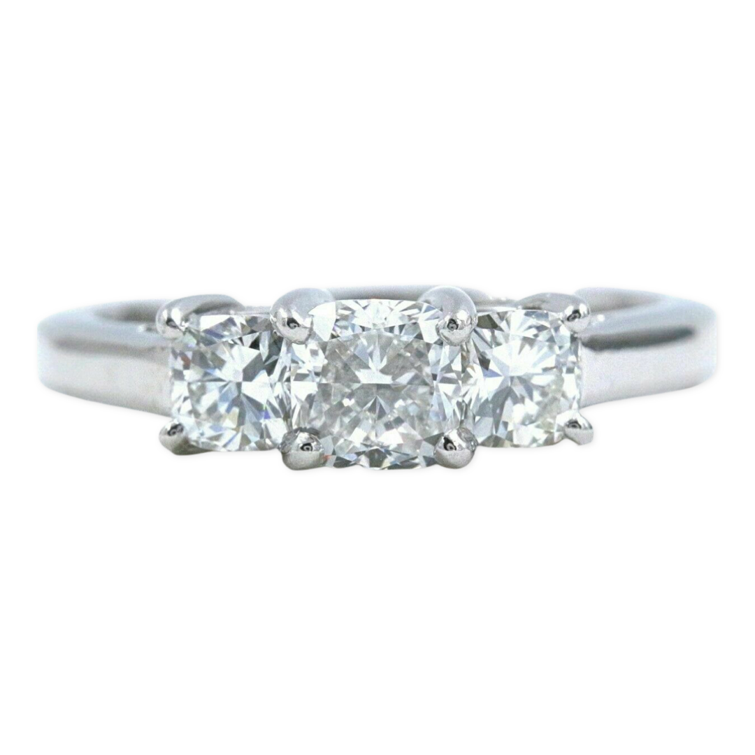 Blue Nile 3 Stone Platinum Diamond Engagement Ring Cushions0.96