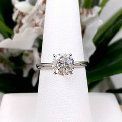 LEO Round Brilliant Diamond 1.52 cts H SI1 Solitaire Engagement Ring 14K WG PLAT