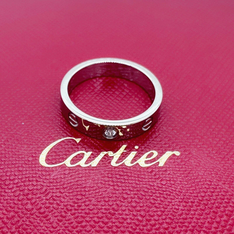 Cartier LOVE Wedding Band Ring 18kt White Gold SZ 53