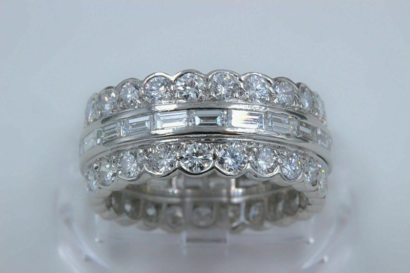 Baguette & Round Platinum Diamond Eternity Wedding Band Ring 3.6 tcw $9000 Value