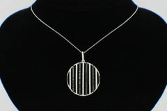 Ladies Black & White Diamond Circle Pendant Necklace 1.05 tcw 14k White Gold