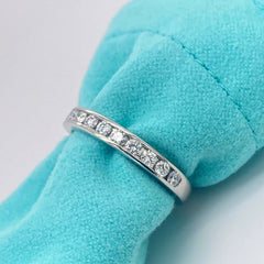 Tiffany & Co Channel Set Round Diamond Half Circle Wedding Band 3 MM Platinum #1