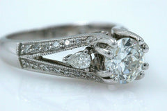 Old Cut Diamond Engagement Ring 1.30 tcw in 18k White Gold