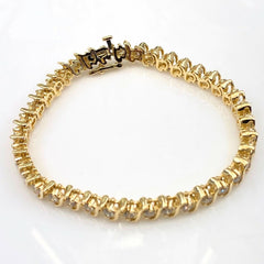 Diamond S Link Tennis Bracelet  14K Yellow Gold