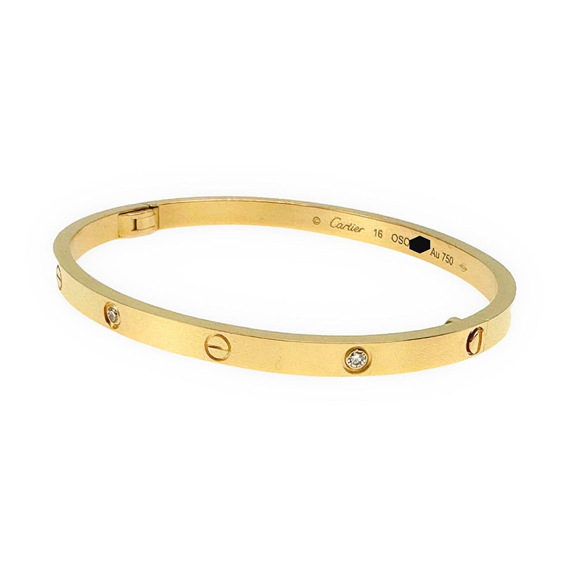 CARTIER 6 Diamond LOVE Bangle Bracelet in 18kt Yellow Gold COA Box SZ 16