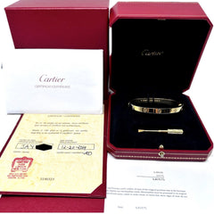 CARTIER LOVE Bracelet 18kt Yellow Gold Full Set Box COA