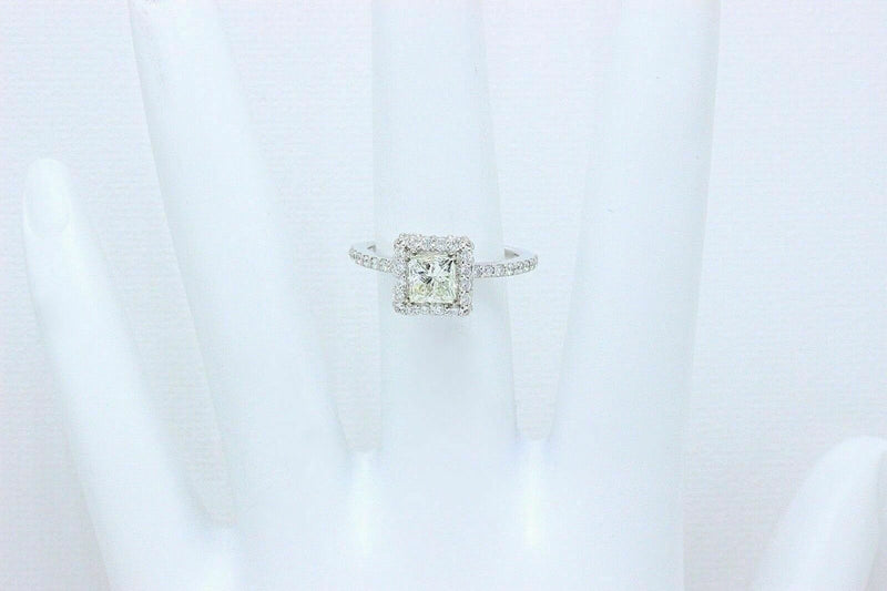 Diamond Engagement Ring Princess Cut Halo 14k White Gold 1.11 tcw $5,000 Retail