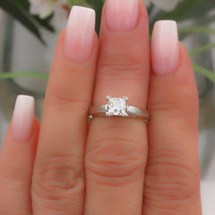 Leo Diamond Engagement Ring Princess 0.73 CTS E VS1 14K White Gold $8,000 Retail