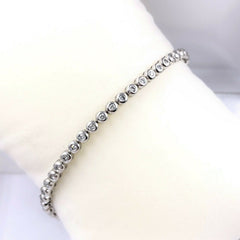 Round Diamond Bezel Set Bracelet 1.00 tcw 14kt White Gold