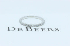 De Beers Platinum Diamond Classic Full Pave Wedding Band Ring with Papers