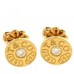 Tiffany & Co 1837 Circle Earrings with Diamonds in 18kt Yellow Gold