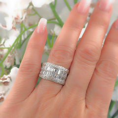 Le Vian 18k White Gold Round & Baguette Diamond Wedding Band Ring 1.55 tcw