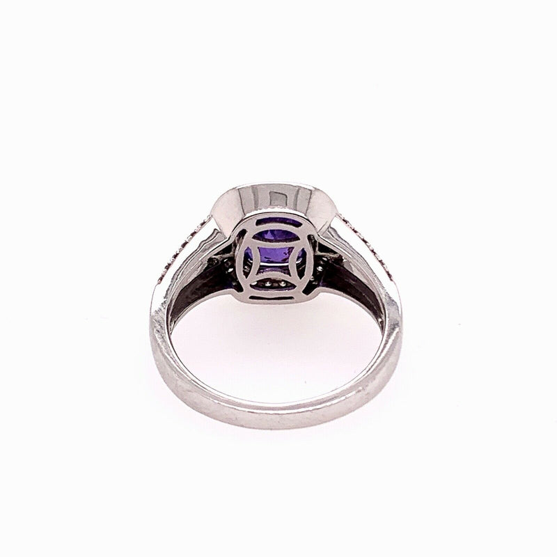 Rare Unheated Color Change Sapphire & Diamond 2.86 Carats Orianne Plat Ring GIA