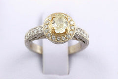 Yellow Oval Diamond Engagement Ring 0.93 tcw in 18k White Gold $12,000 Retail