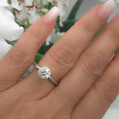 Leo Diamond Engagement Ring Round 1.00 CTS H SI2 14K White Gold $9,000 Retail