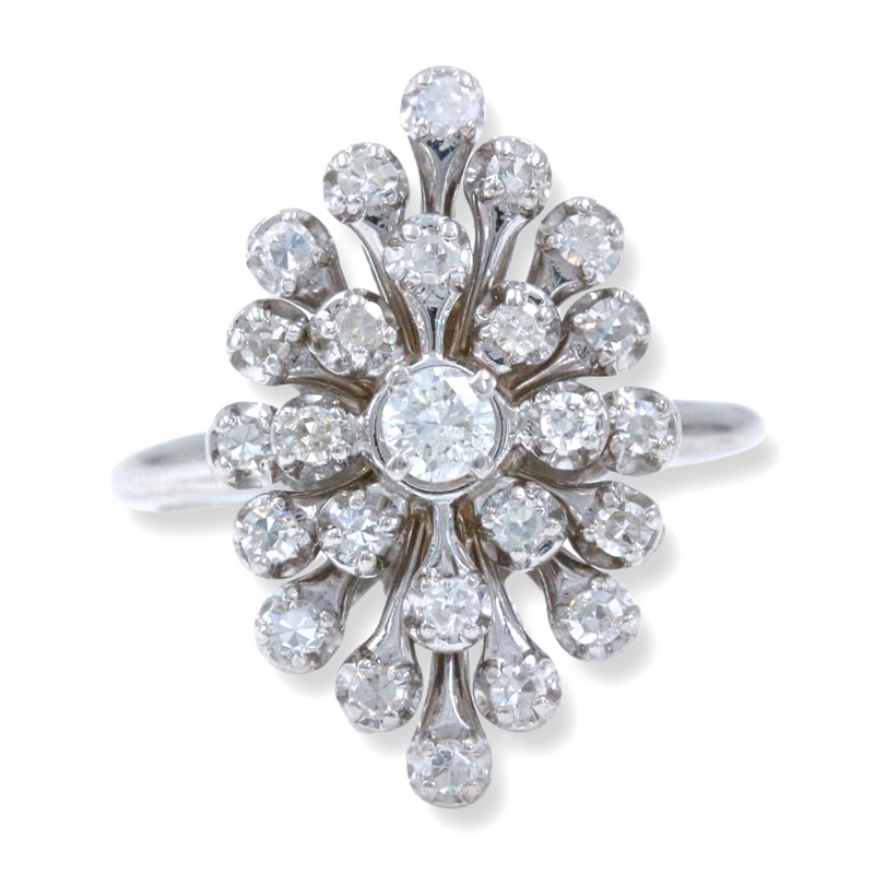 0.25 CT. T.W. Diamond Three Flower Ring in 10K White Gold | Peoples  Jewellers