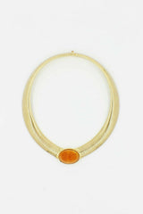 Vintage Cartier Amber Cabochon Collar Necklace 18k Yellow Gold