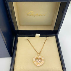 Chopard Happy Hearts Diamond Rose Gold Pendant Necklace 18K 16' Box