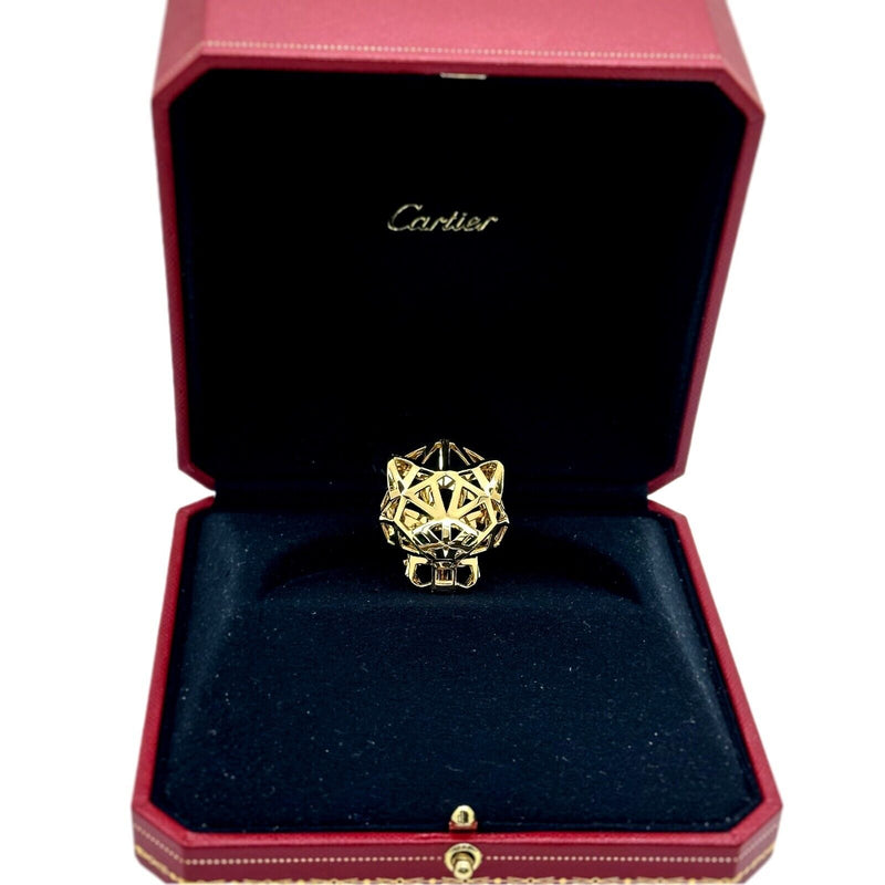 CARTIER Panthere de Cartier 18k YG Tsavorite Garnets Onyx Ring CRN4722561 COA