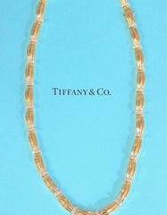 Tiffany & Co 1992 Diamond Station Necklace 18K Yellow Gold Signature II 4.00 tcw