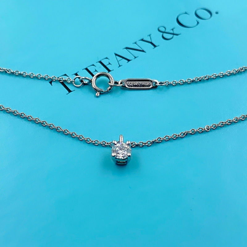 Tiffany & Co Solitaire Round Diamond Pendant 0.18 cts G VVS in Platinum