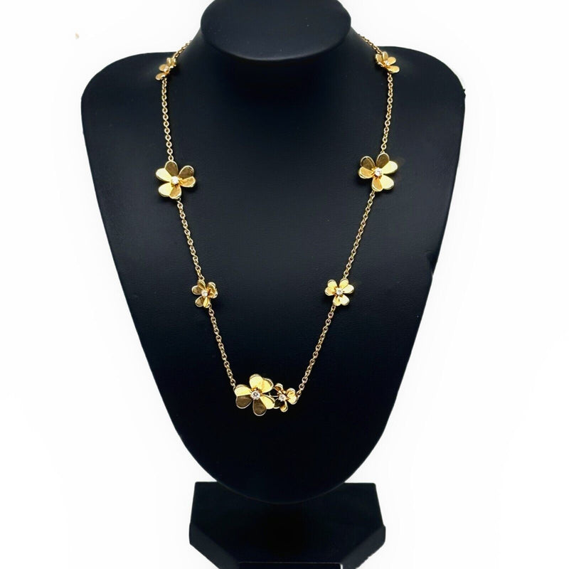 VAN CLEEF & ARPELS Frivole 9 Flowers Diamond Necklace 18kt YG Box Papers COA