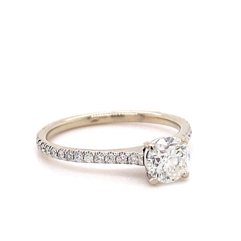 Round Brilliant Diamond 0.79 tcw Diamond Band Engagement Ring 14kt White Gold