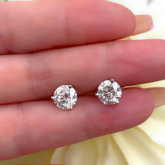 Round Brilliant Diamond 3.17 tcw Martini Set Stud Earrings 14kt White Gold