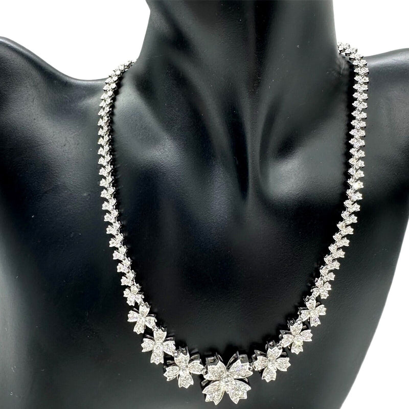 Tiffany & Co Flourishes Floret Motif Cluster Diamond Necklace in Platinum